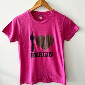Vintage American Apparel I love Berlin pink tee shirt